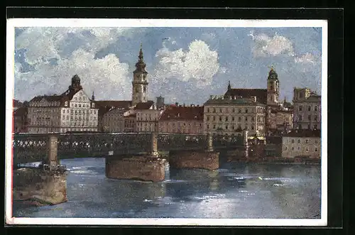 AK Linz /Donau, Brücke in die Stadt