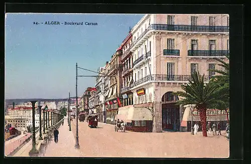 AK Alger, Boulevard Carnot, Strassenbahn