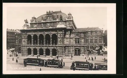 AK Wien, Strassenbahn an der Staatsoper