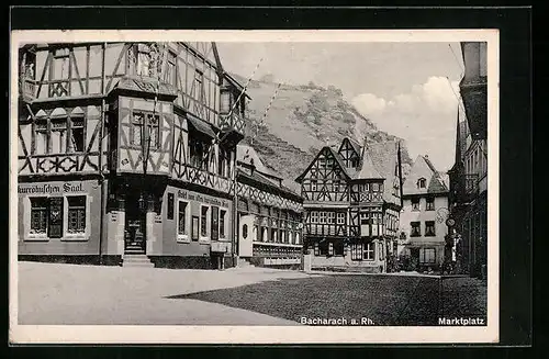 AK Bacharach a. Rh., Marktplatz mit Hotel zum altkölnischen Saal