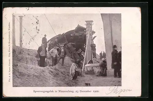 AK Nieuwerbrug, Spoorwegongeluk 23 December 1902, Eisenbahnkatastrophe