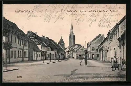 AK Gräfenhainichen, Halle`sche Strasse und Paul Gerhardt-Strasse