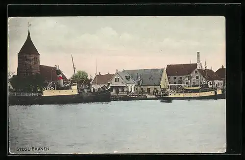 AK Stege, Havnen, Schiffe am Quai