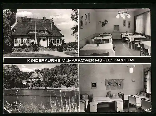 AK Parchim, Kindererholungsheim Markower Mühle - Gebäude, Zimmer, Speisezimmer