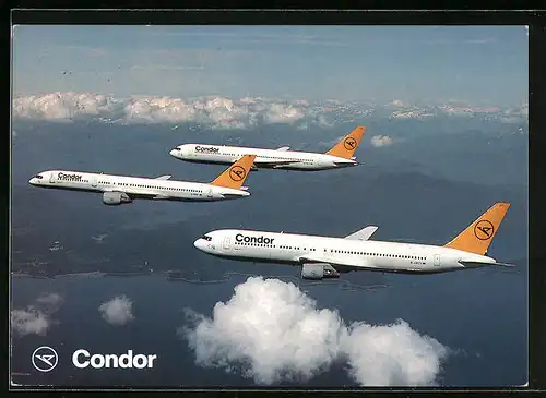 AK Flugzeuge Boeing 767 und Boeing B 757 von Condor am Himmel