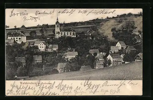 AK Waldkirchen, Blick auf die Kirche im Ort