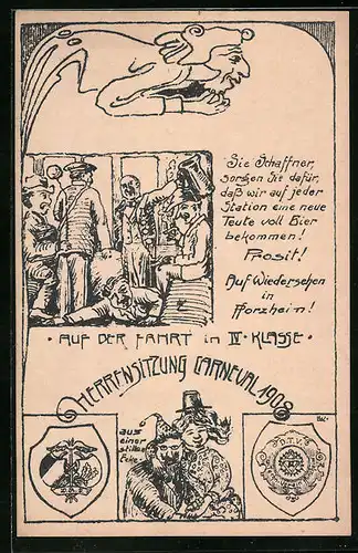 Künstler-AK Pforzheim, Karneval des technischen Vereins 1908