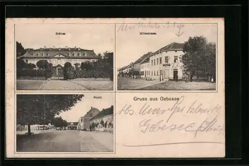 AK Gebesee, Schloss, Mittelstrasse, Markt