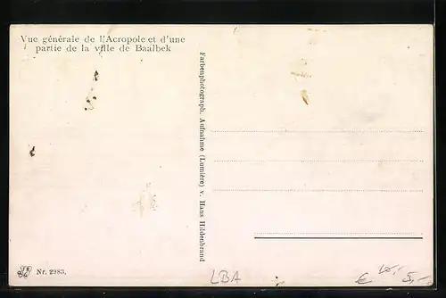 AK Baalbek, Vue générale de l`Acropole et d`une partie de la ville