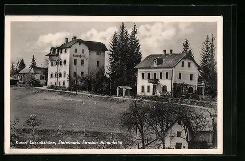 AK Lassnitzhöhe, Pension Annenheim mit Strassenpartie