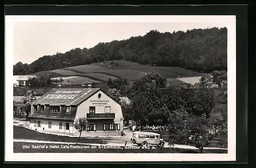 AK St. Andrä-Wördern, Hotel-Café-Restaurant Am Steinriegl aus der Vogelschau