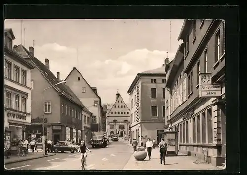 AK Eisleben, Blick von der Kreissparkasse zum Rathaus