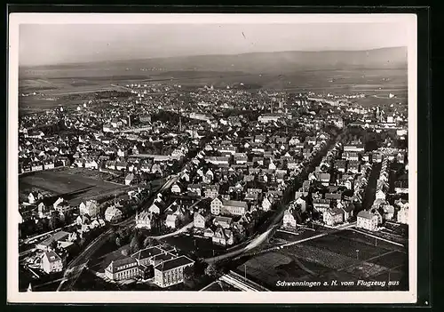 AK Schwenningen a. N., Fliegeraufnahme der Stadt