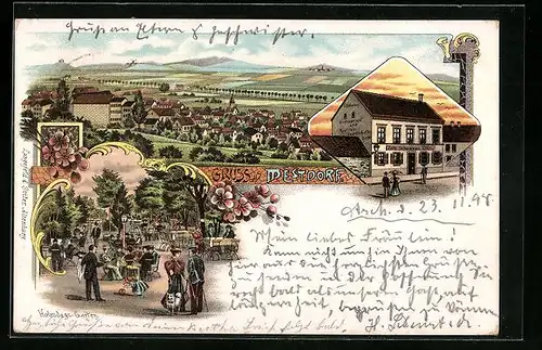 Lithographie Westdorf /Aschersleben, Gasthaus zum schwarzen Bär