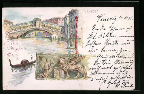 Lithographie Venezia, Ponte di Rialto