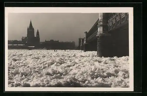 AK Wien, Eisstoss bei der Reichsbrücke 1929