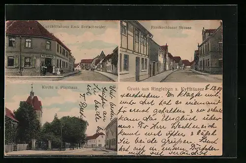 AK Ringleben /Kyffhäuser, Frankenhäuser Strasse, Geschäftshaus Emil Bretschneider