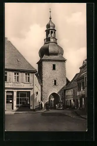 AK Hettstedt /Südharz, Möbelhaus vor dem Saigertor