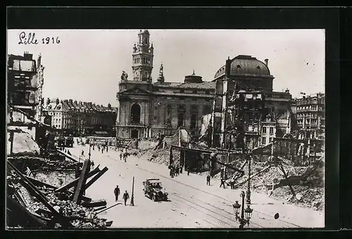 AK Lille, Stadt in Trümmern