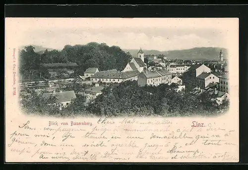 AK Linz a. D., Blick vom Bauernberg