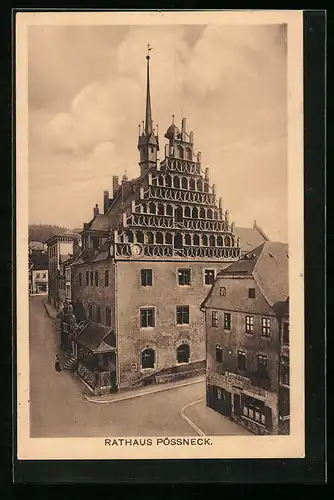 AK Pössneck, Rathaus mit Konditorei