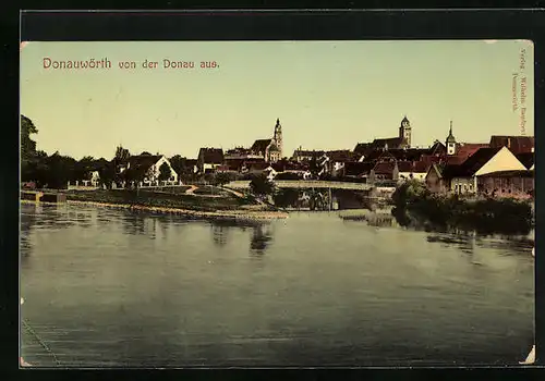 AK Donauwörth, Ortsansicht von der Donau aus