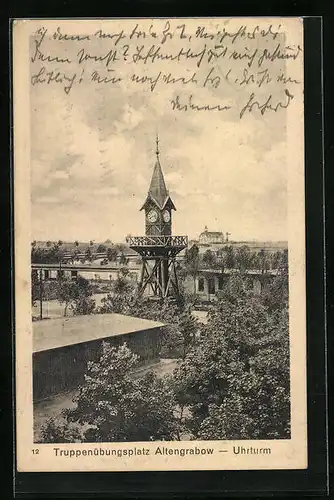 AK Altengrabow, Truppenübungsplatz mit Uhrenturm