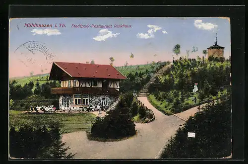 AK Mühlhausen i. Th., Stadtpark-Restaurant Parkhaus