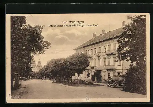 AK Bad Wildungen, Georg Victor-Strasse mit Europäischem Hof