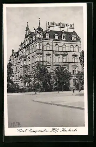 AK Karlsruhe, Hotel Europäischer Hof beim Hauptbahnhof