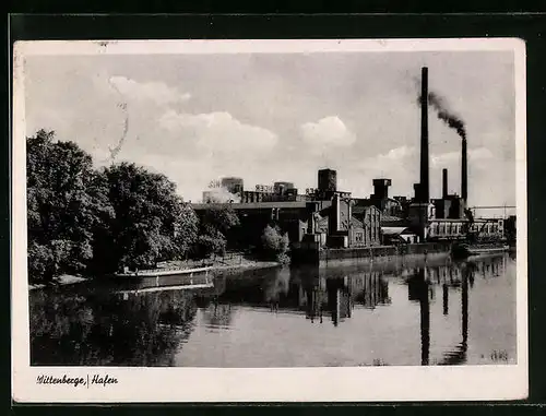 AK Wittenberge, Hafen mit Fabrik