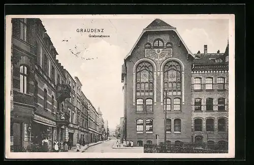 AK Graudenz, Passanten in der Grabenstrasse