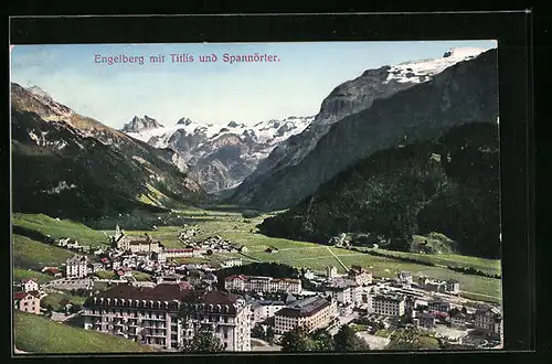 AK Engelberg, Ortsansicht mit Titlis und Spannörter