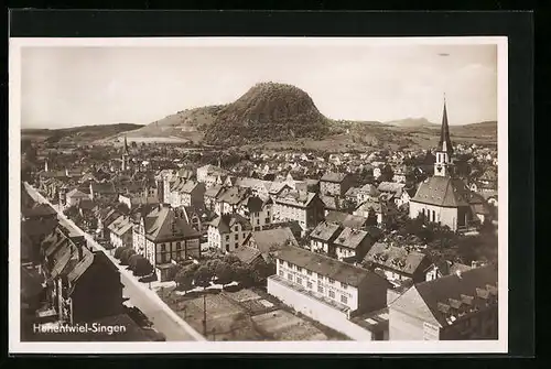 AK Hohentwiel-Singen, Ortsansicht aus der Vogelschau