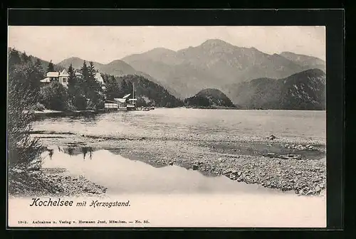 AK Kochel am See, Kochelsee mit Herzogstand