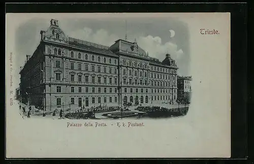Mondschein-AK Trieste, Palazzo della Posta