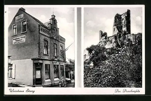 AK Königswinter am Rhein, Café und Weinhaus Stang, Drachenfelsstrasse 38, Drachenfels