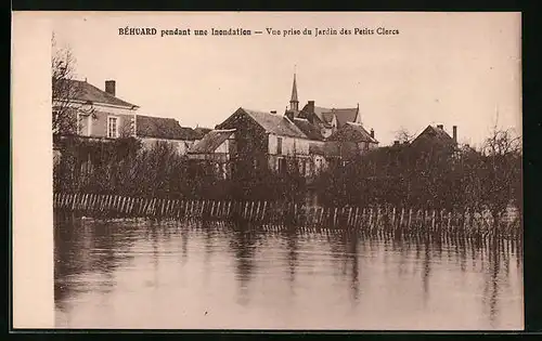 AK Béhuard, Inondation, Vue prise du Jardin des Petits Clercs