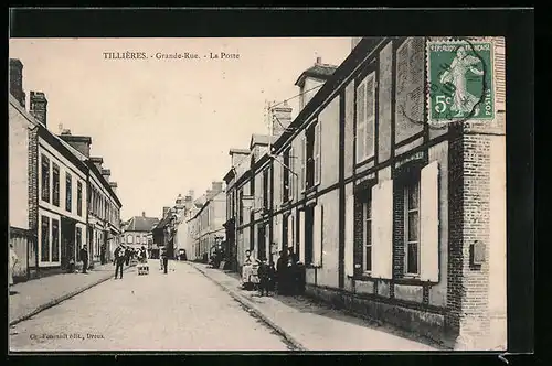 AK Tillières, Grande-Rue, La Poste