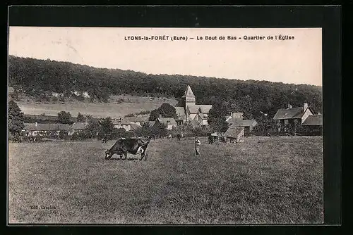 AK Lyons-la-Forêt, Le Bout de Bas, Quartier de l`Église