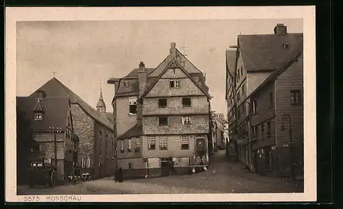 AK Monschau, Strassenpartie mit alten Häusern