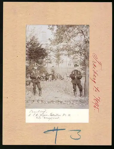 Fotografie Brück & Sohn Meissen, Ansicht Freiberg i. Sa., Soldaten des K. S. 1. Jäger-Bataillon Nr. 12 auf Vorposten