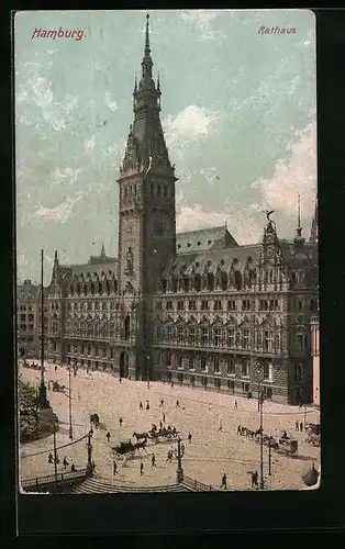 AK Hamburg, Rathaus mit Vorplatz