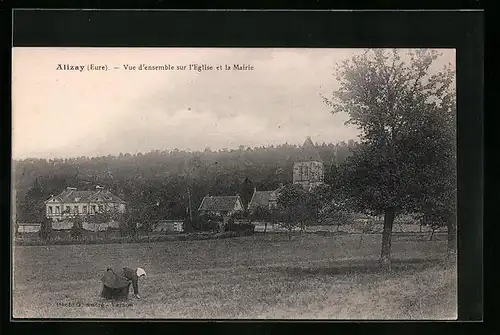 AK Alizay, Vue d'ensemble sur l'Eglise et la Mairie