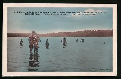 AK Trélon, L`Etang de la Folie, Au bord de l`eau