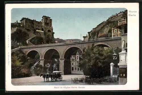 AK Monte Carlo, Ravin et Eglise Sainte Devote