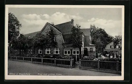 AK Möser b. Magdeburg, Gasthof Krug zum grünen Kranz