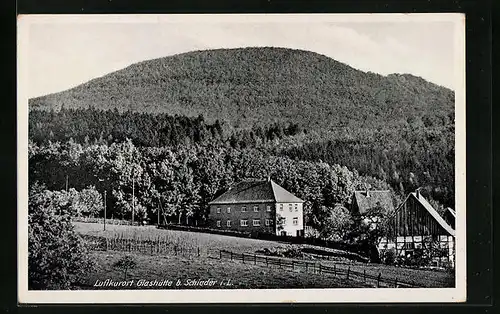 AK Glashütte bei Schieder i. L., Ortsansicht vor Berg