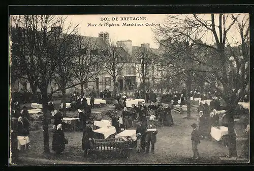 AK Dol de Bretagne, Place de l`Eperon, Marche aux Cochons