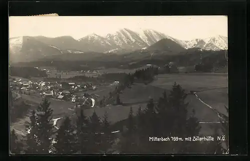 AK Mitterbach, Ortsansicht mit Zellerhütte